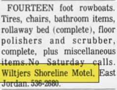 Wiltjers Shoreline Motel - Oct 1979 Items For Sale